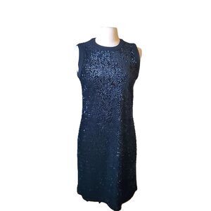 NWT J McLaughlin size medium black sleeveless shift dress sparkle detail